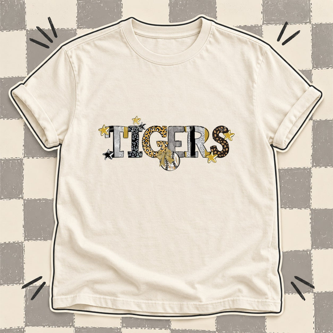 Tigers Vegas Gold Black Mixed Doodle Baseball Mascots – Mascot Colors DTF transfer mockup