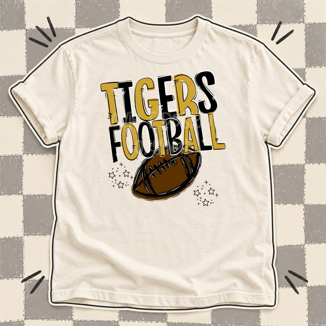 Tigers Vegas Gold Black Team Go Football Mascots DTF transfer mockup