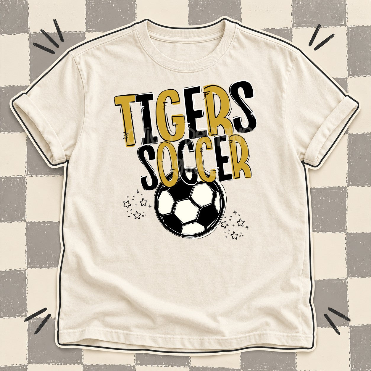 Team Go Soccer Mascots Tigers Vegas Gold Black design
