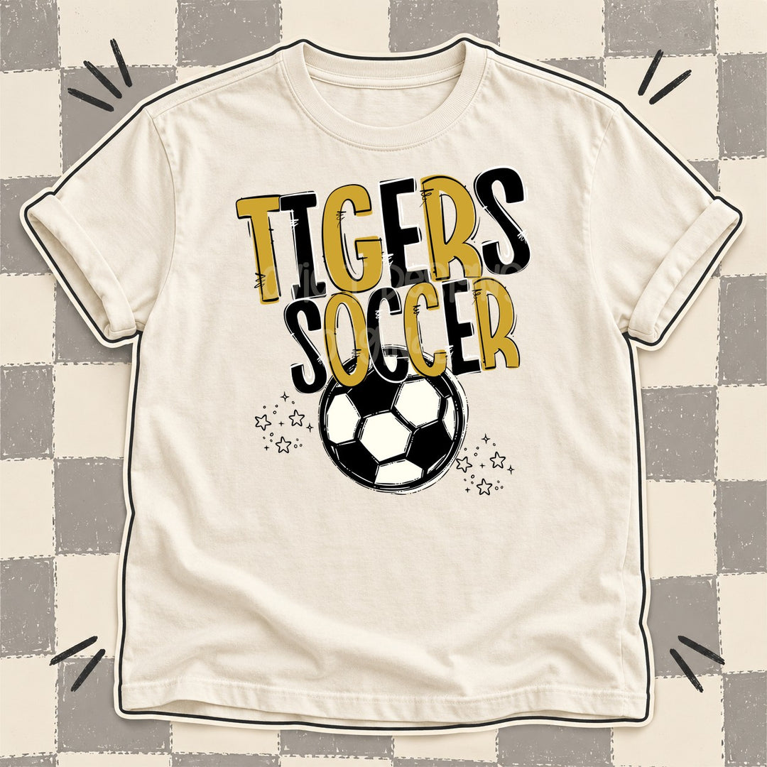 Tigers Vegas Gold Black Team Go Soccer Mascots DTF transfer mockup