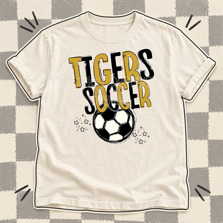 Tigers Vegas Gold Black Team Go Soccer Mascots DTF transfer mockup