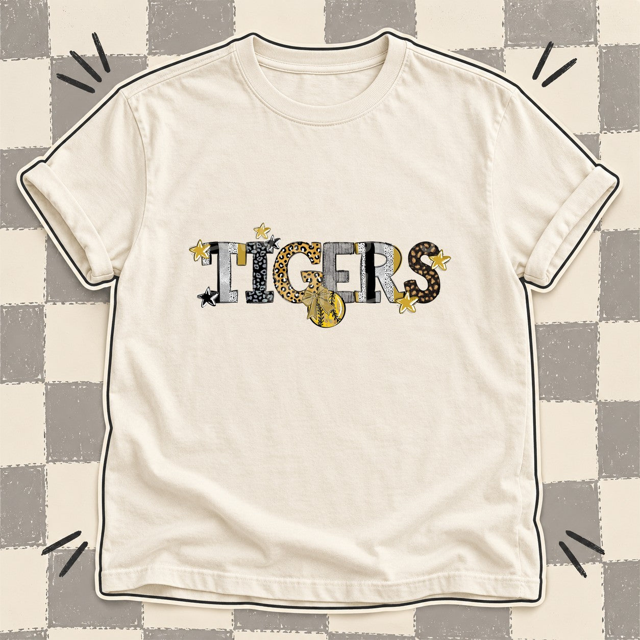 Mixed Doodle Softball Mascots – Mascot Colors Tigers Vegas Gold Black design