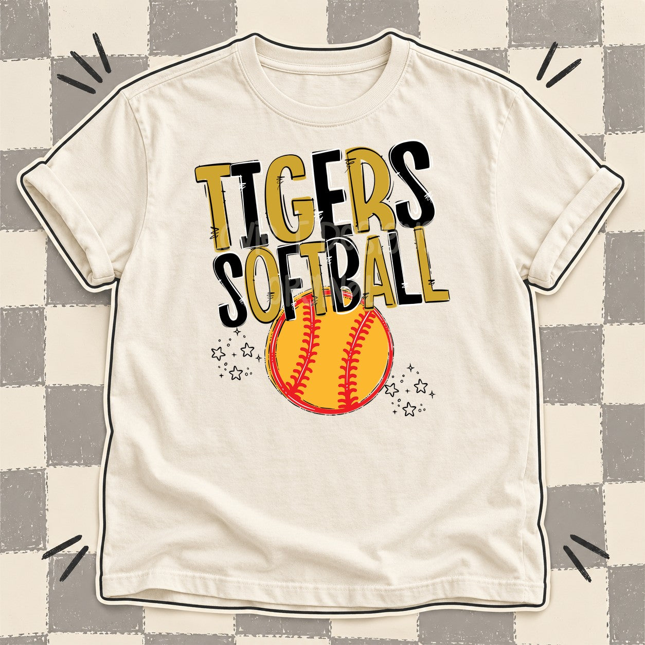 Team Go Softball Mascots Tigers Vegas Gold Black design
