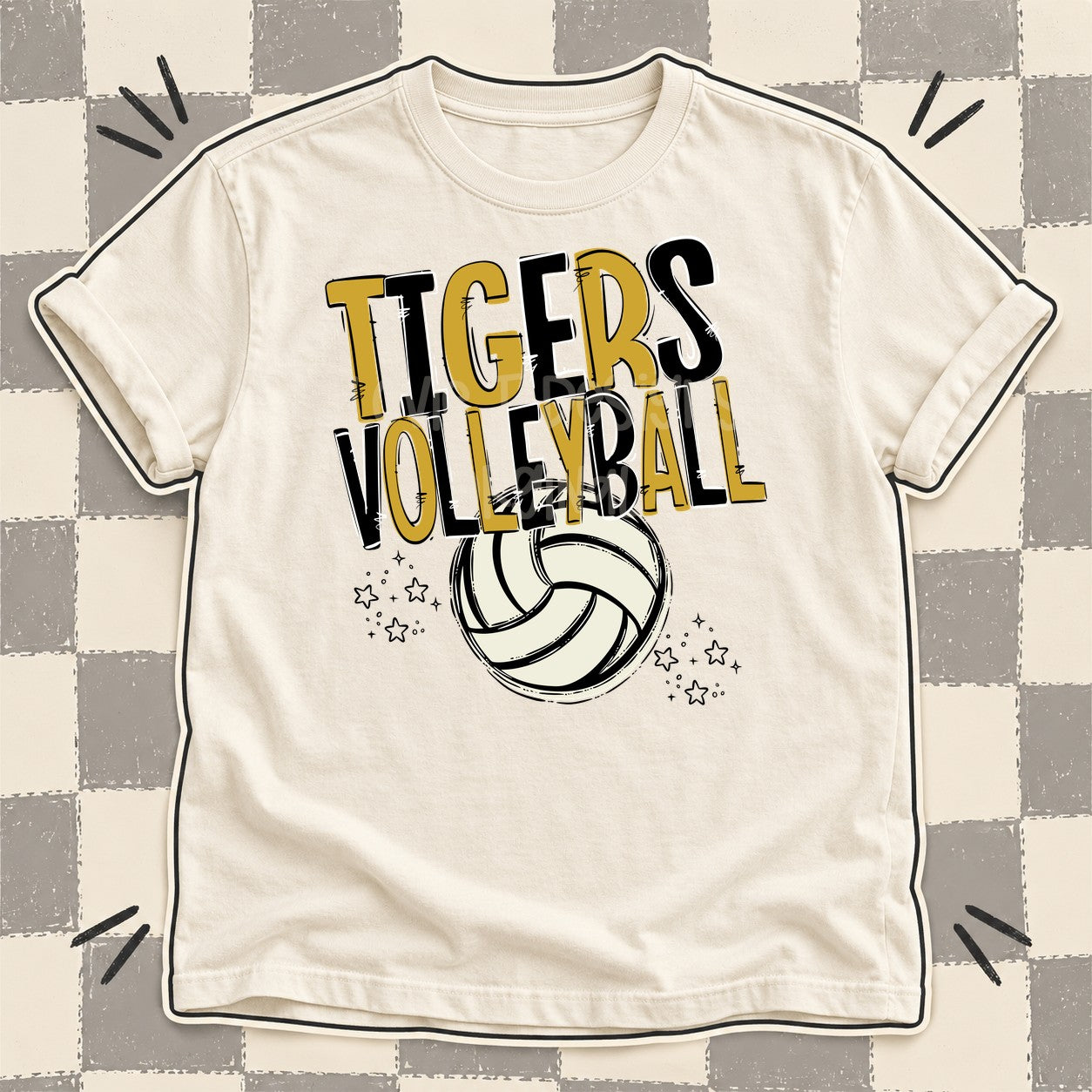 Team Go Volleyball Mascots Tigers Vegas Gold Black design