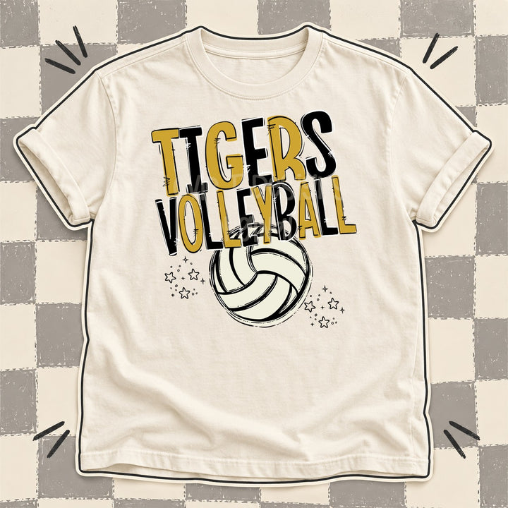 Tigers Vegas Gold Black Team Go Volleyball Mascots DTF transfer mockup