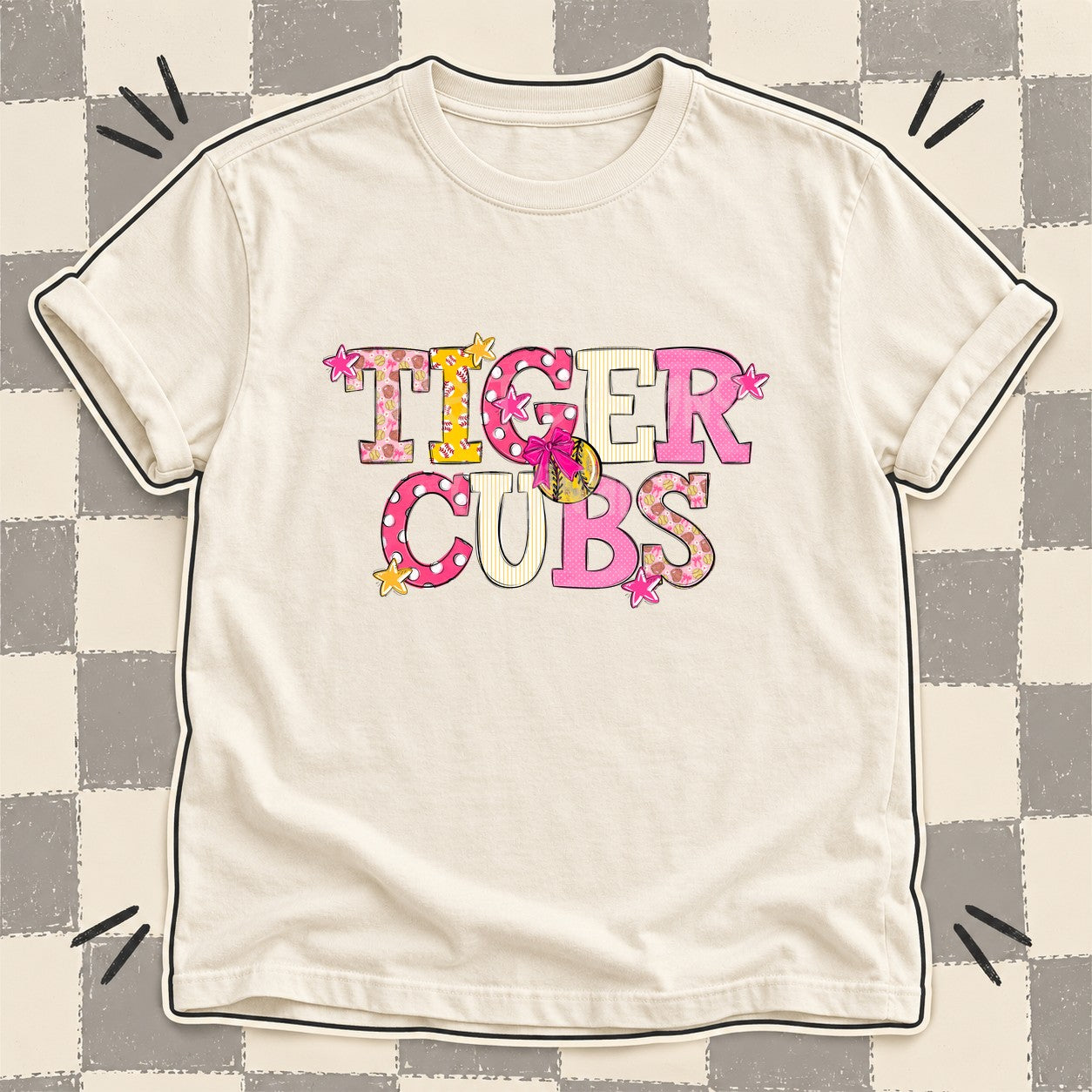Mixed Doodle Softball Mascots – Sweet Softball Tiger Cubs design