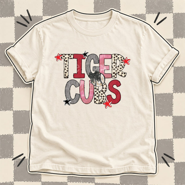 Tiger Cubs Mixed Doodle Baseball Mascots – Stitched Ballpark DTF transfer mockup