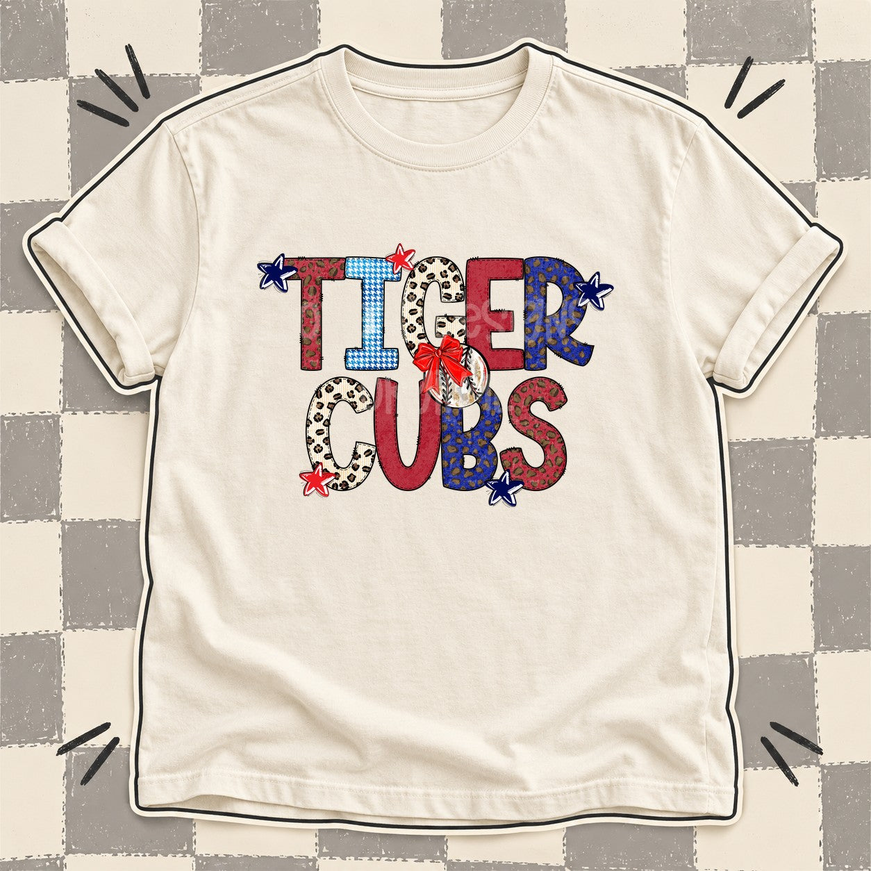 Mixed Doodle Baseball Mascots – Leopard Red Navy Tiger Cubs design