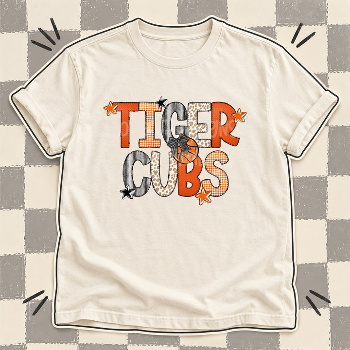 Tiger Cubs Mixed Doodle Basketball Mascots – Hoops Houndstooth DTF transfer mockup