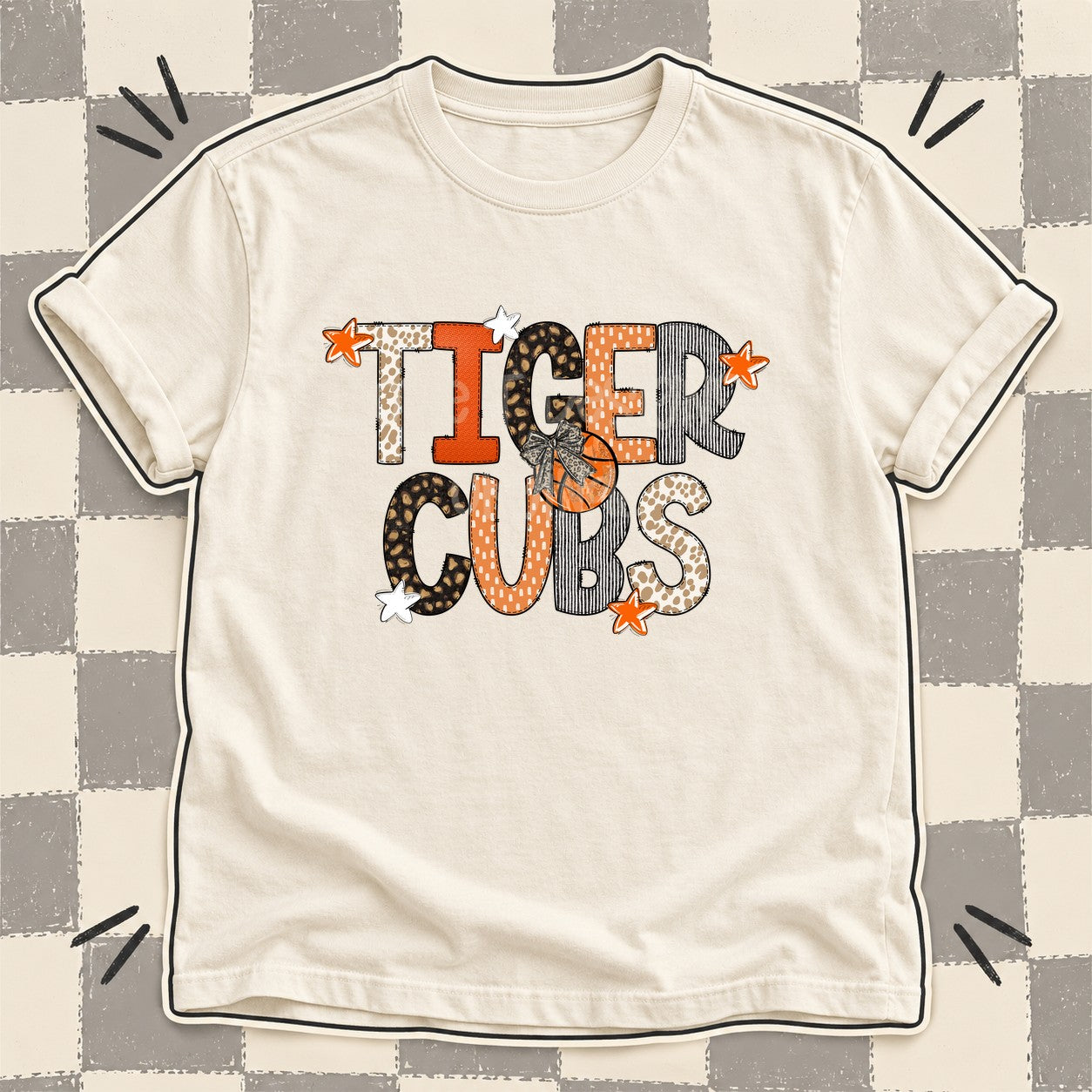 Mixed Doodle Basketball Mascots – Orange and Brown Tiger Cubs design