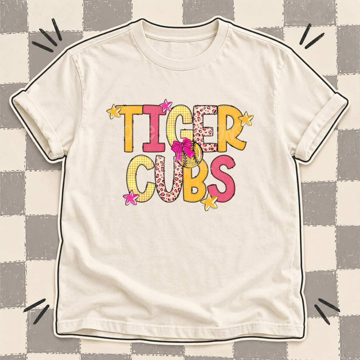 Mixed Doodle Softball Mascots – Stitched Softball Tiger Cubs design