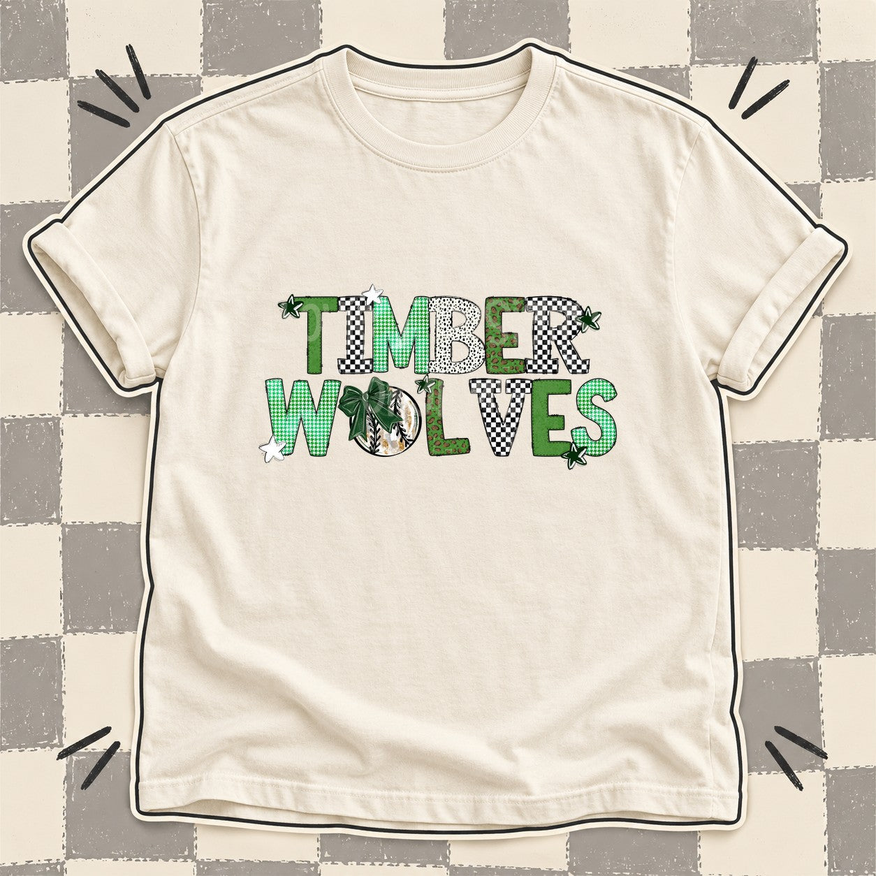Mixed Doodle Baseball Mascots – Mascot Colors Timberwolves Dark Green White design