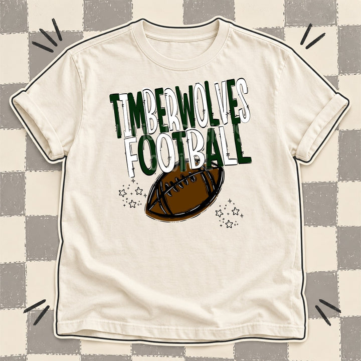 Timberwolves Dark Green White Team Go Football Mascots DTF transfer mockup