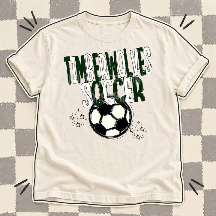 Timberwolves Dark Green White Team Go Soccer Mascots DTF transfer mockup