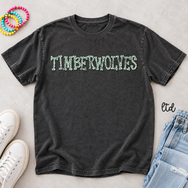 Timberwolves Hunter Green Polka Dot Mascots DTF transfer mockup