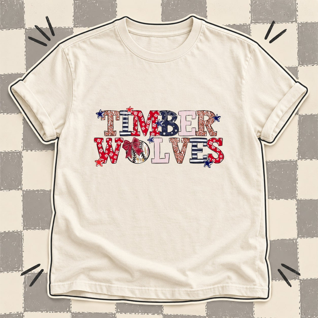 Timberwolves Mixed Doodle Baseball Mascots – Ballpark Classic DTF transfer mockup