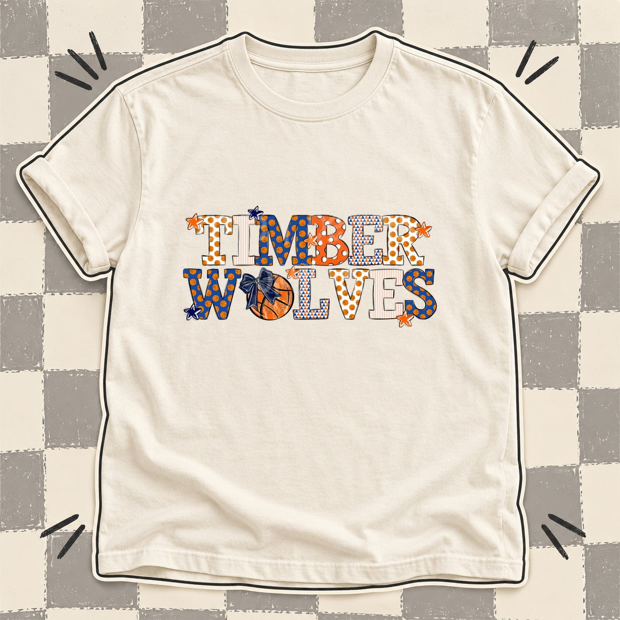 Mixed Doodle Basketball Mascots – Court Classic Timberwolves design