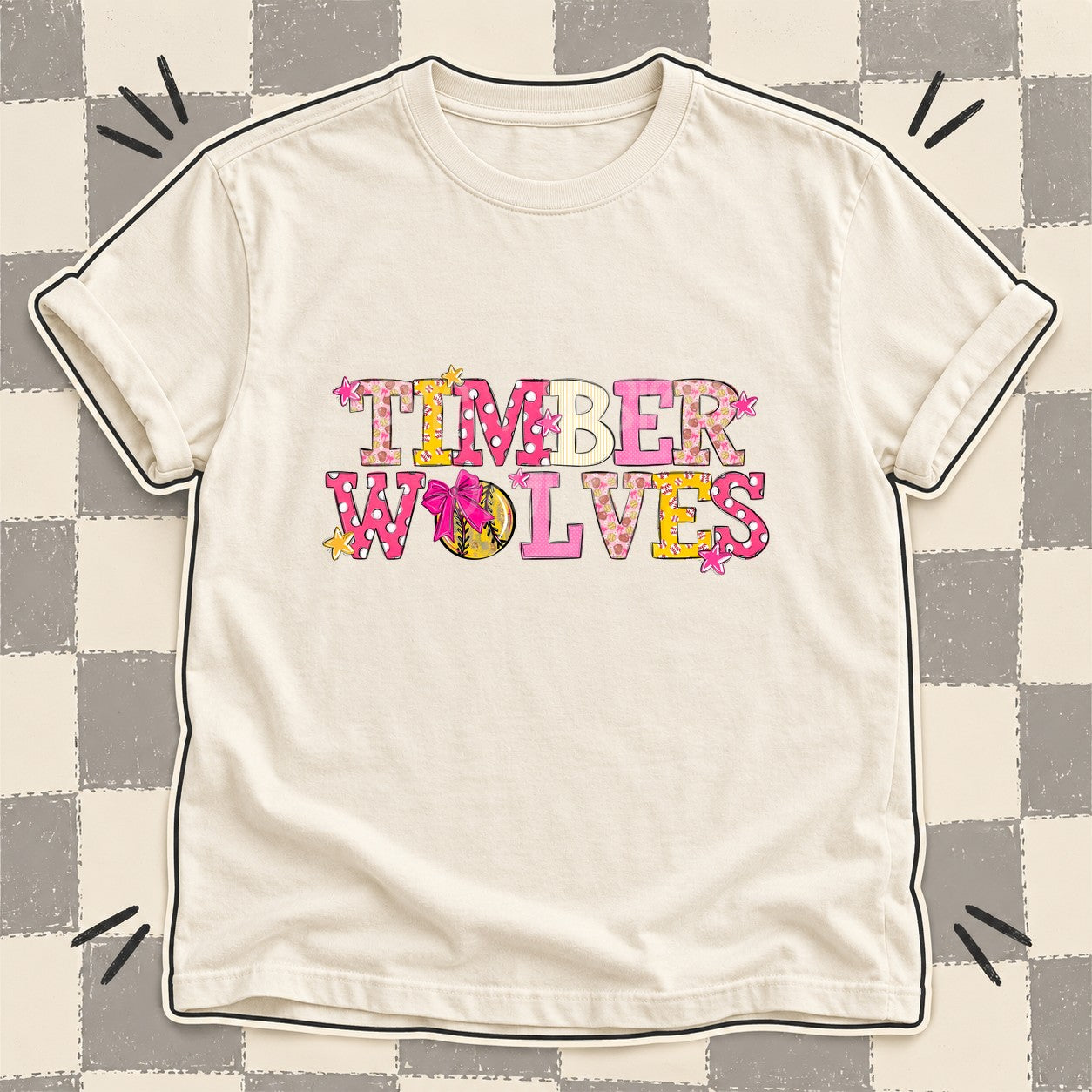 Mixed Doodle Softball Mascots – Sweet Softball Timberwolves design