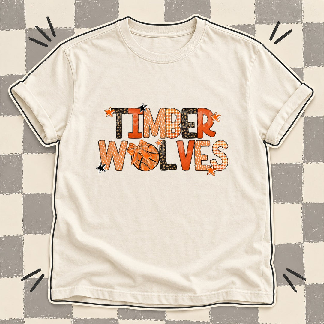 Timberwolves Mixed Doodle Basketball Mascots – Leopard Court DTF transfer mockup