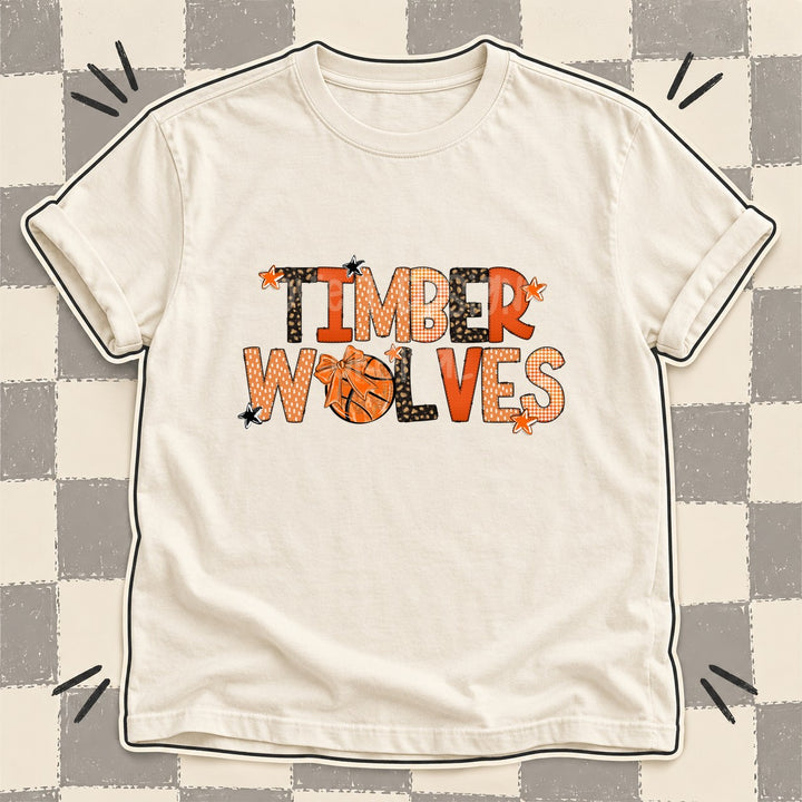 Timberwolves Mixed Doodle Basketball Mascots – Leopard Court DTF transfer mockup