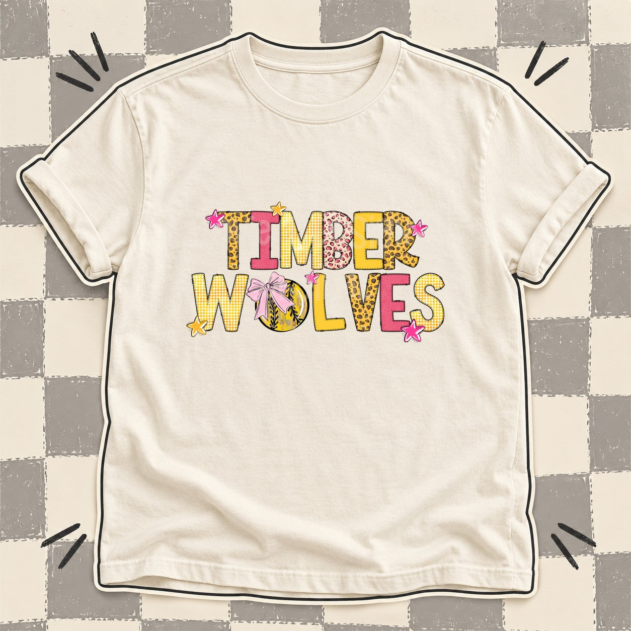 Mixed Doodle Softball Mascots – Sunshine Leopard Timberwolves design