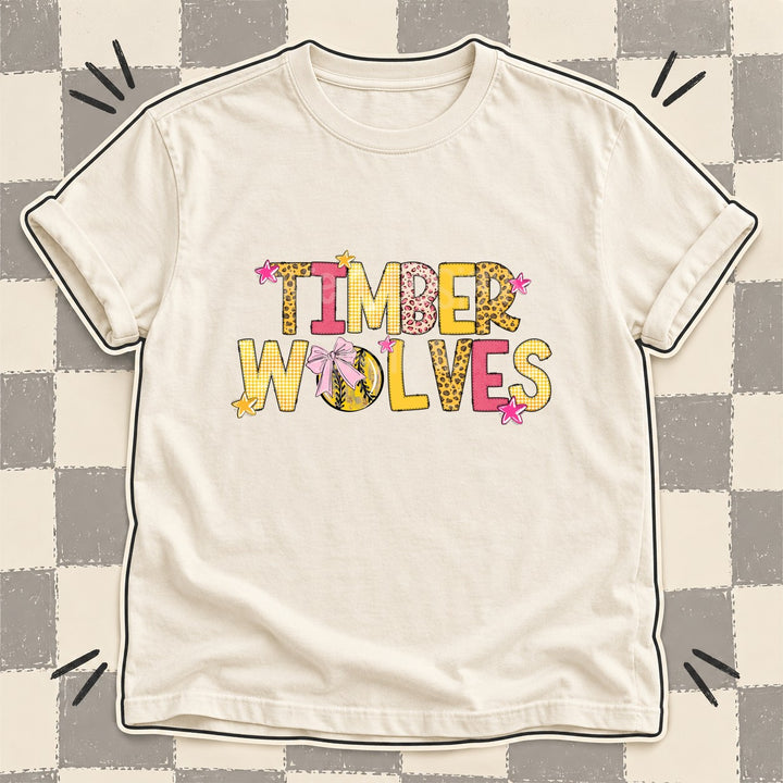 Timberwolves Mixed Doodle Softball Mascots – Sunshine Leopard DTF transfer mockup