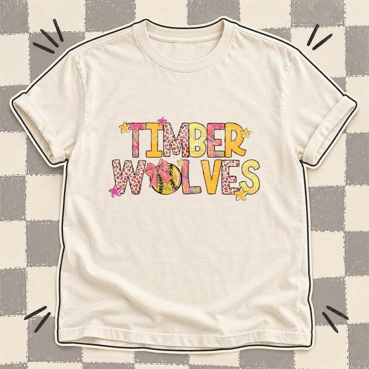 Timberwolves Mixed Doodle Softball Mascots – Softball Brights DTF transfer mockup