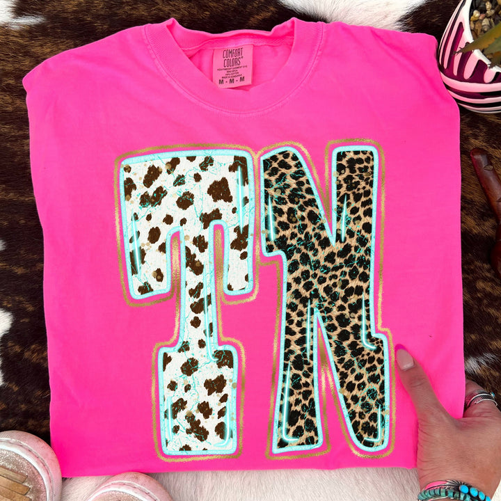 TN TURQUOISE GLOW GOLD FOIL WESTERN LEOPARD & COW PRINT