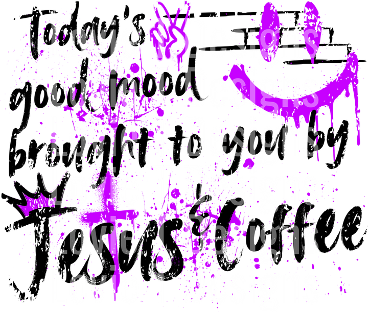 Todays Mood Coffee Purple Black DTF transfer design