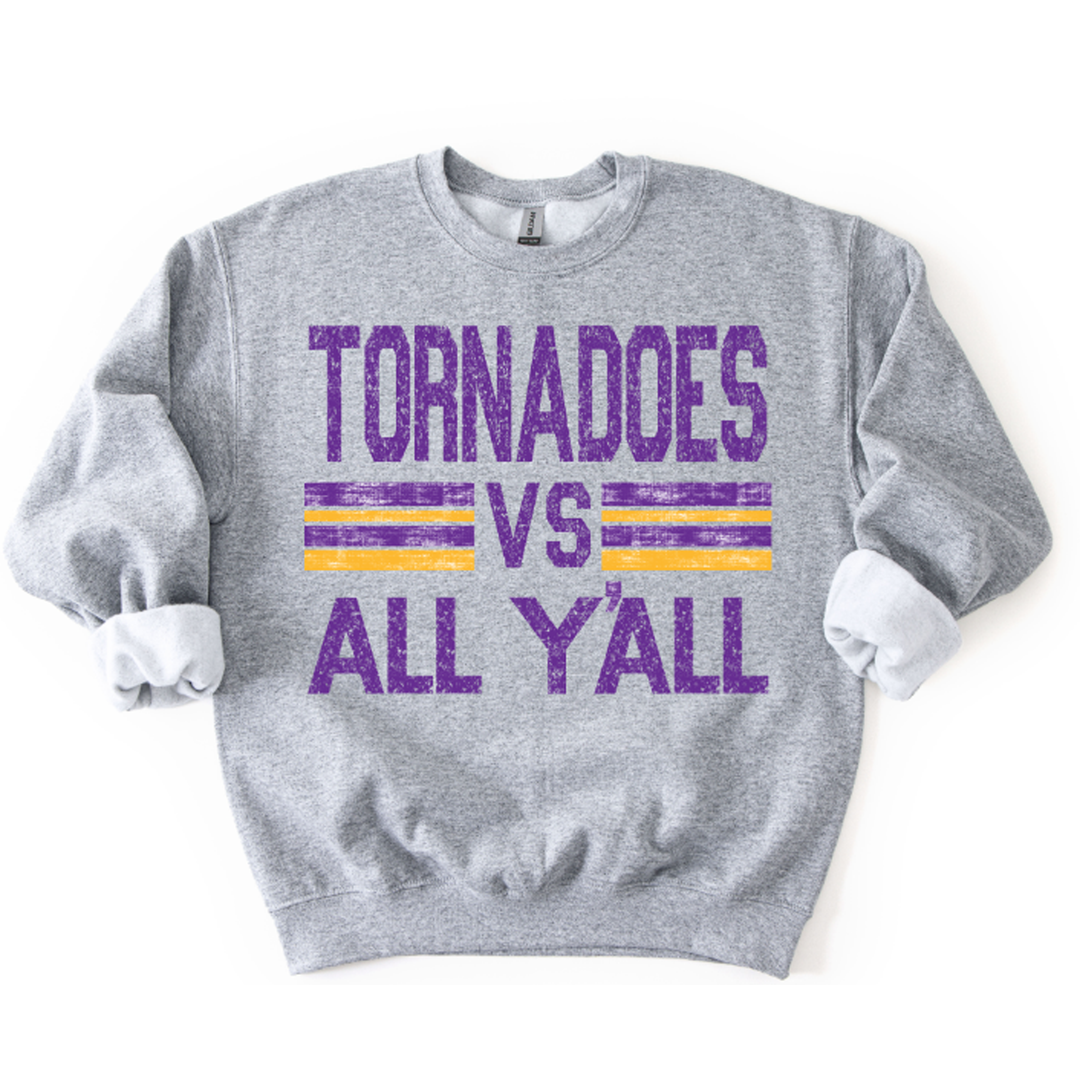 Tornadoes Vs All Y'all Purple and Yellow Gold – DTF Transfer