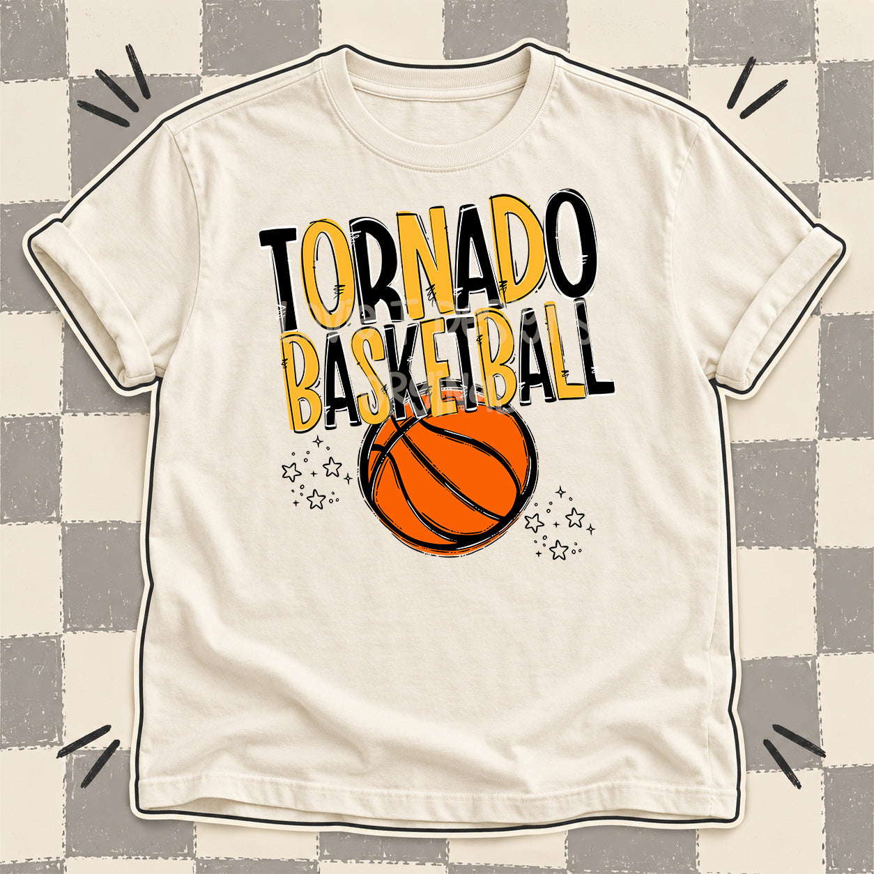Team Go Basketball Mascots Tornado Black Yellow Gold design