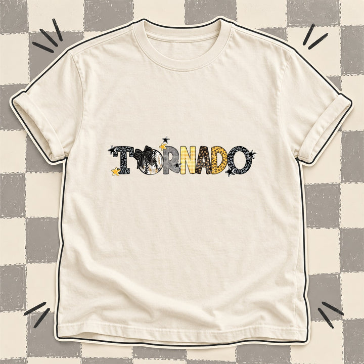 Tornado Black Yellow Gold Gray Mixed Doodle Baseball Mascots – Mascot Colors DTF transfer mockup