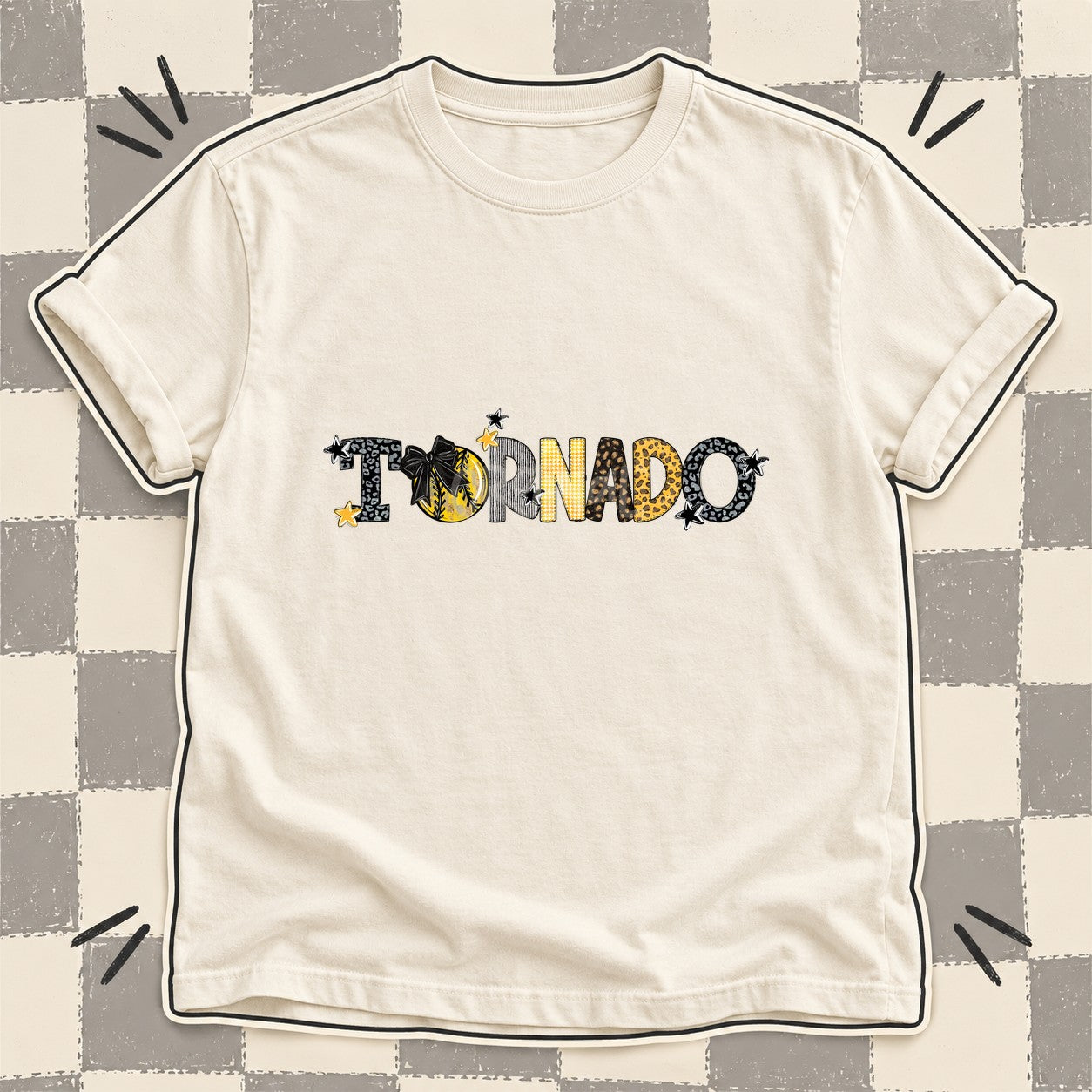 Mixed Doodle Softball Mascots – Mascot Colors Tornado Black Yellow Gold Gray design