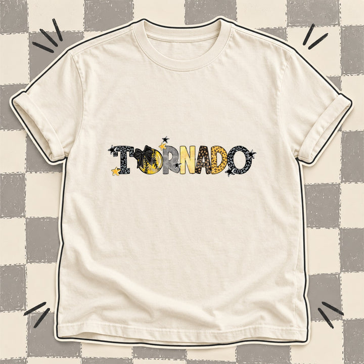 Tornado Black Yellow Gold Gray Mixed Doodle Softball Mascots – Mascot Colors DTF transfer mockup