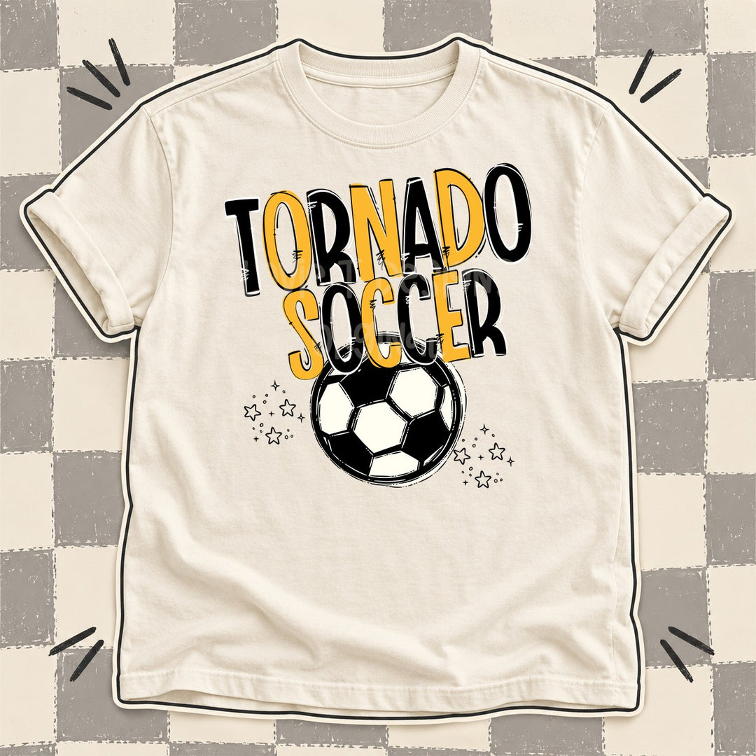 Tornado Black Yellow Gold Team Go Soccer Mascots DTF transfer mockup