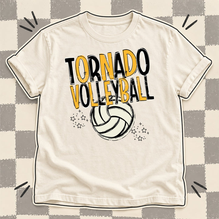Tornado Black Yellow Gold Team Go Volleyball Mascots DTF transfer mockup