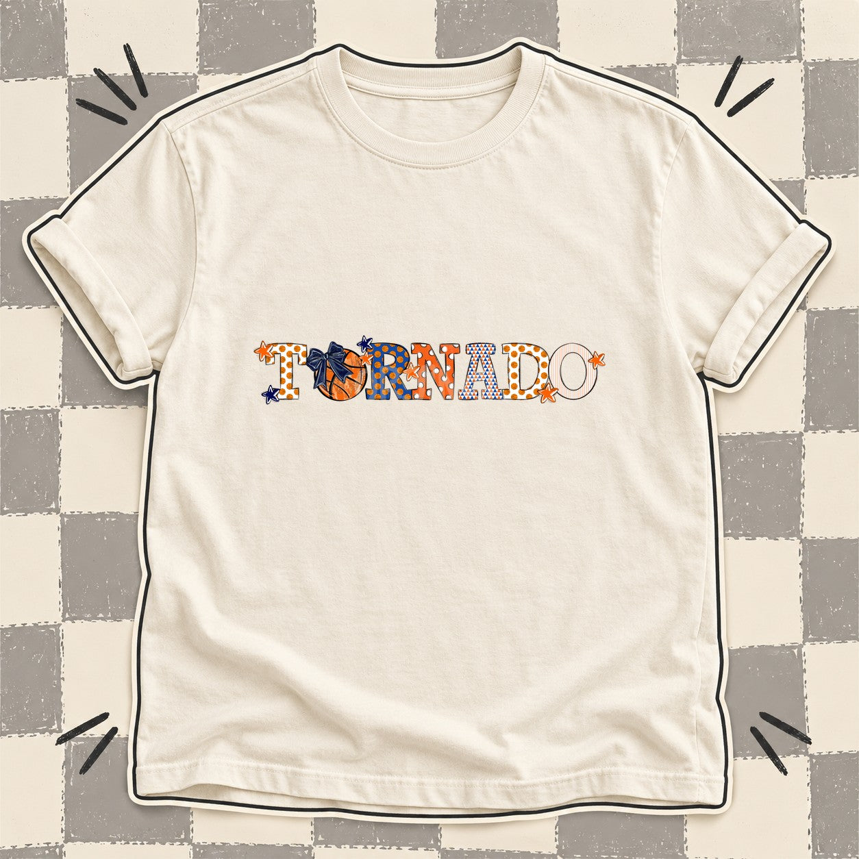 Mixed Doodle Basketball Mascots – Court Classic Tornado design