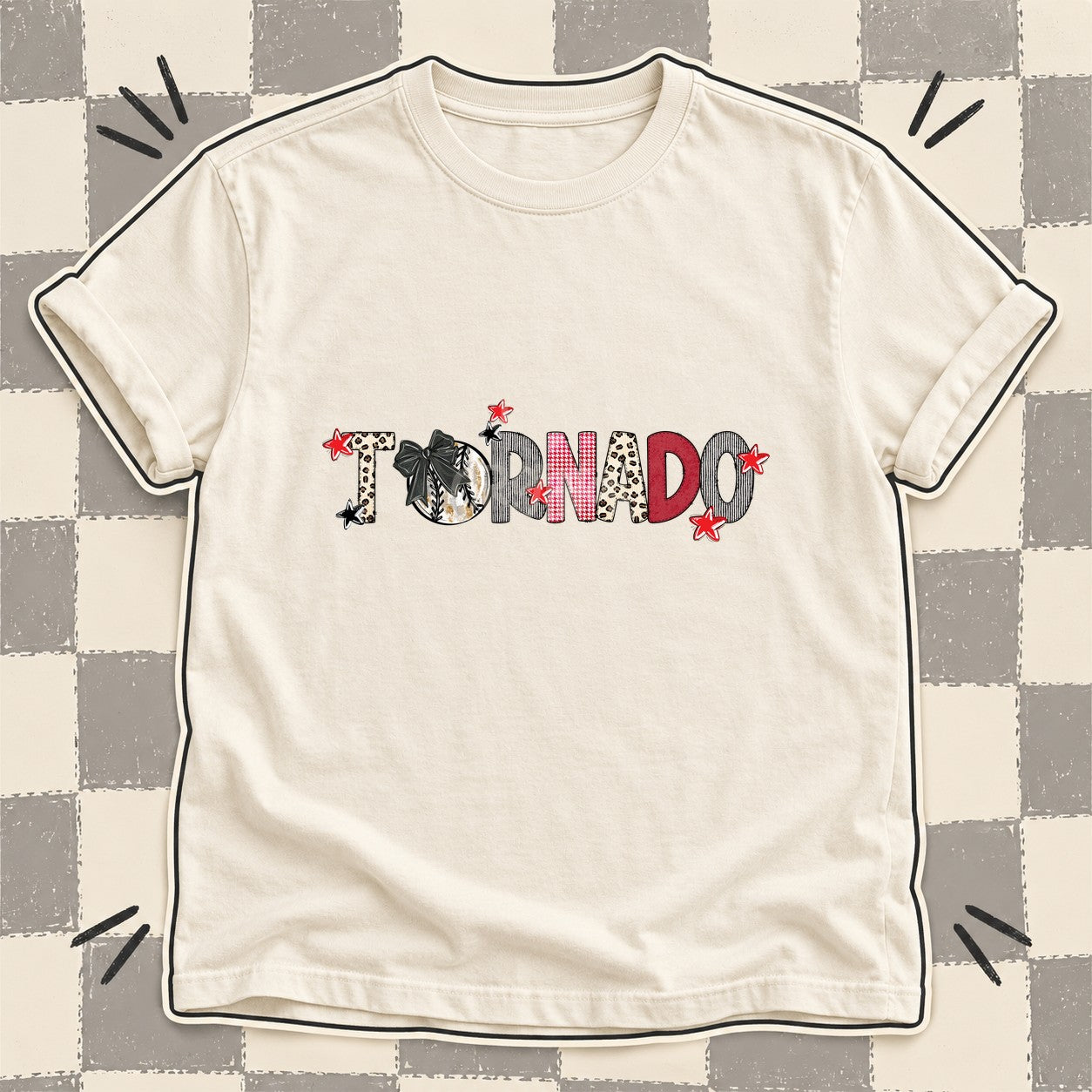 Mixed Doodle Baseball Mascots – Stitched Ballpark Tornado design