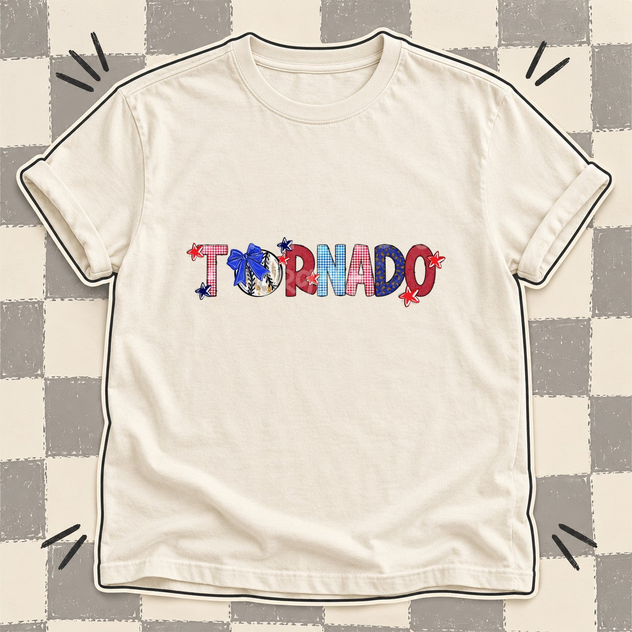 Mixed Doodle Baseball Mascots – Red and Royal Tornado design