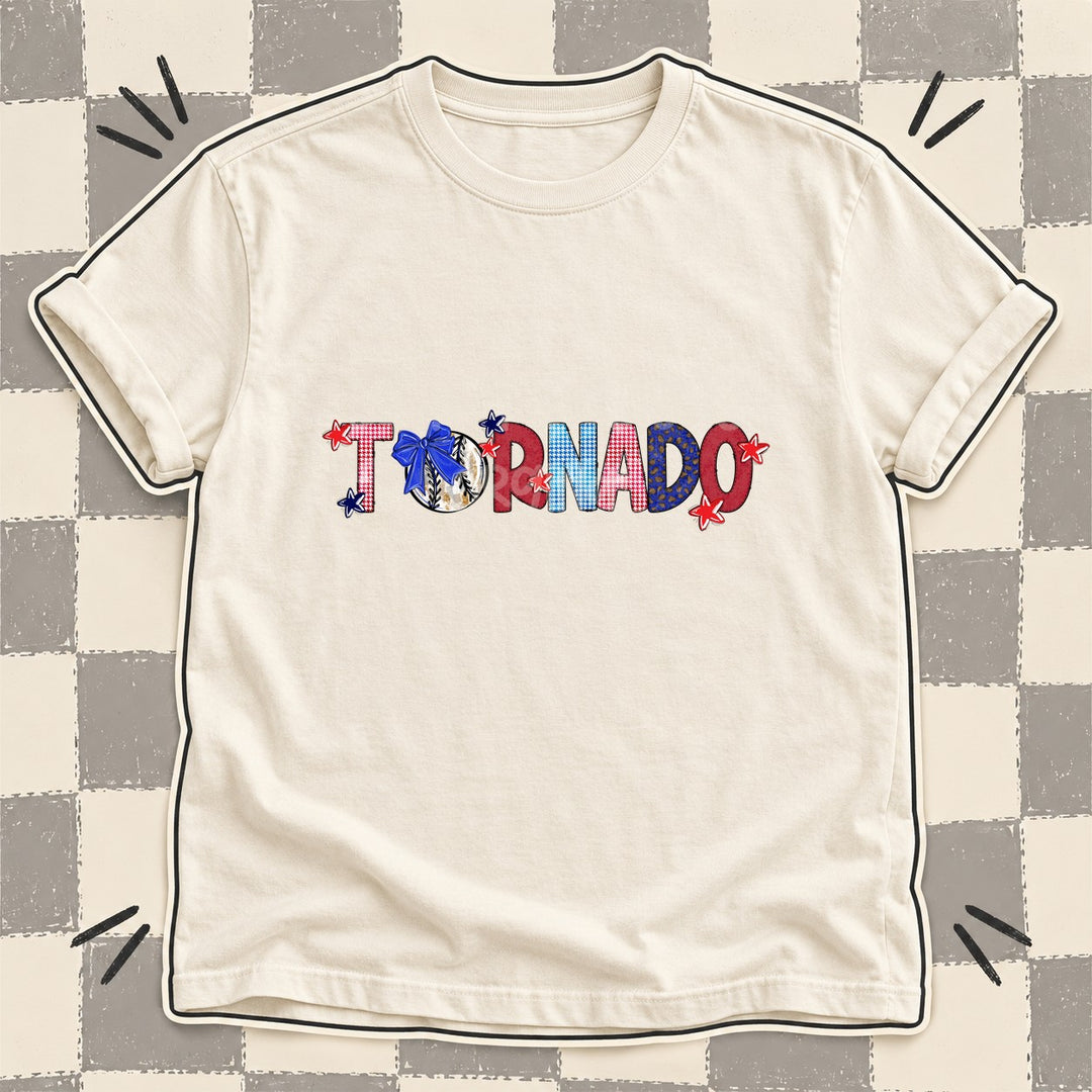 Tornado Mixed Doodle Baseball Mascots – Red and Royal DTF transfer mockup