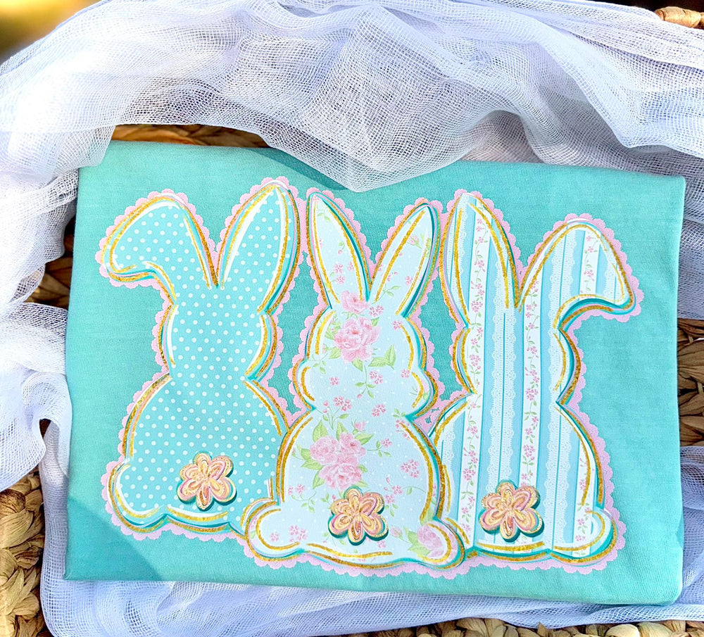 Trio Bunnies Easter DTF transfer design