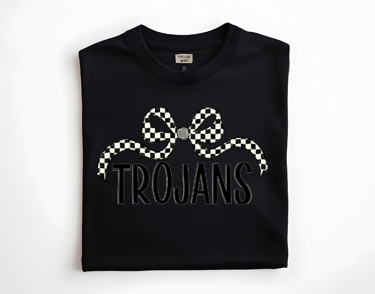 Trojans Checker Wide Bow DTF transfer design – image 1