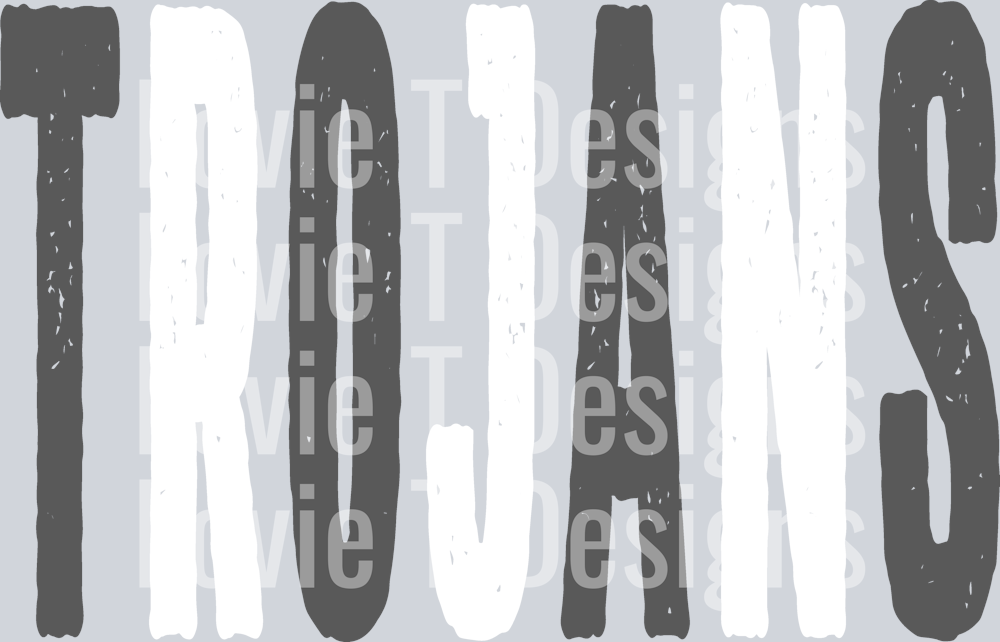 TROJANS GRAY AND WHITE OVERSIZED GRUNGE MASCOT