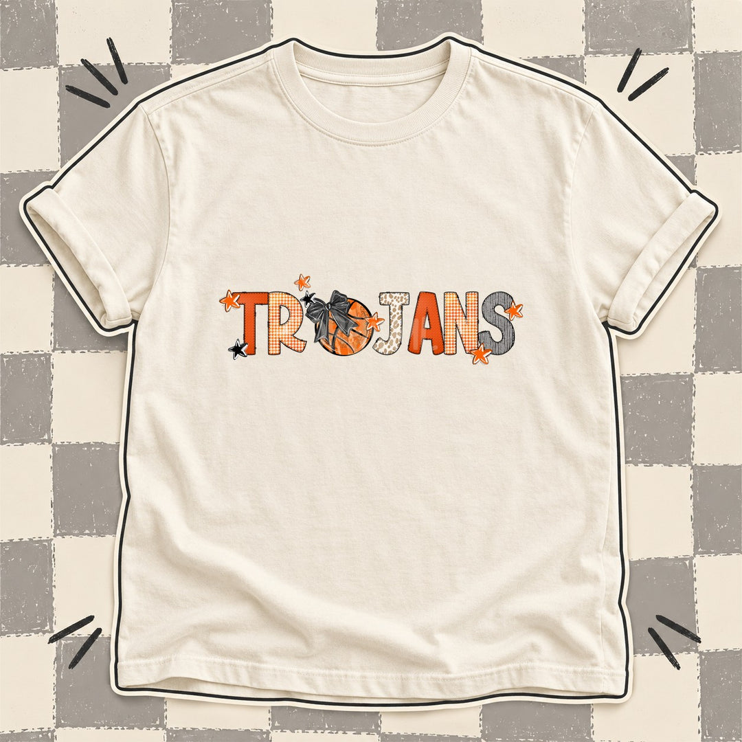 Trojans Mixed Doodle Basketball Mascots – Hoops Houndstooth DTF transfer mockup