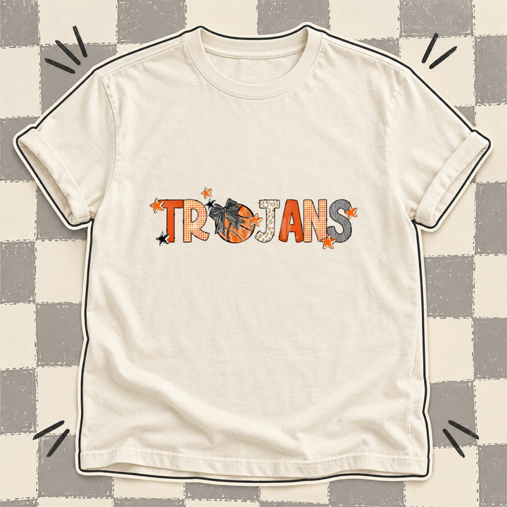 Trojans Mixed Doodle Basketball Mascots – Hoops Houndstooth DTF transfer mockup