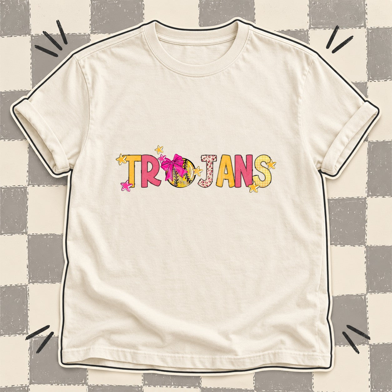 Mixed Doodle Softball Mascots – Stitched Softball Trojans design