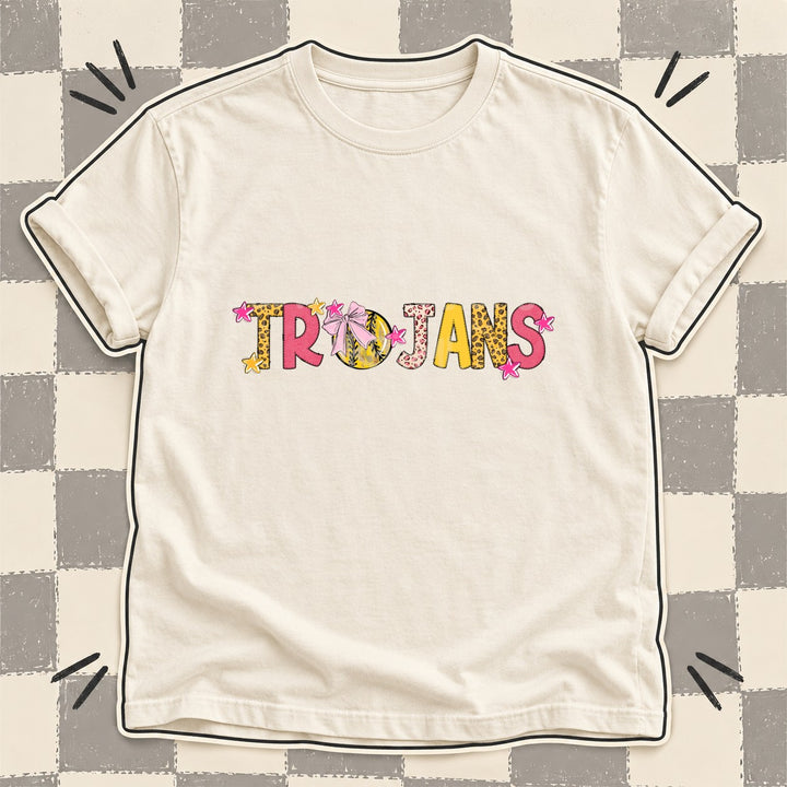 Trojans Mixed Doodle Softball Mascots – Sunshine Leopard DTF transfer mockup