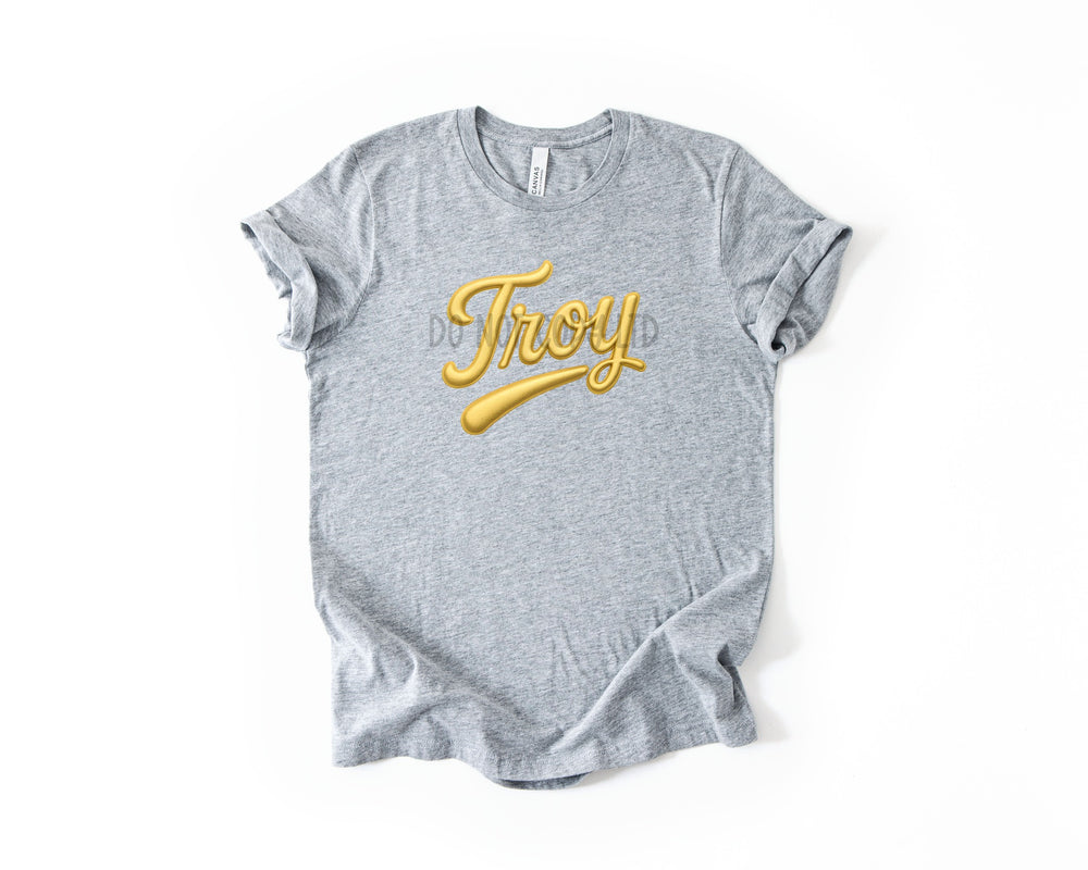 Troy Faux Puff Gold DTF transfer design – image 1