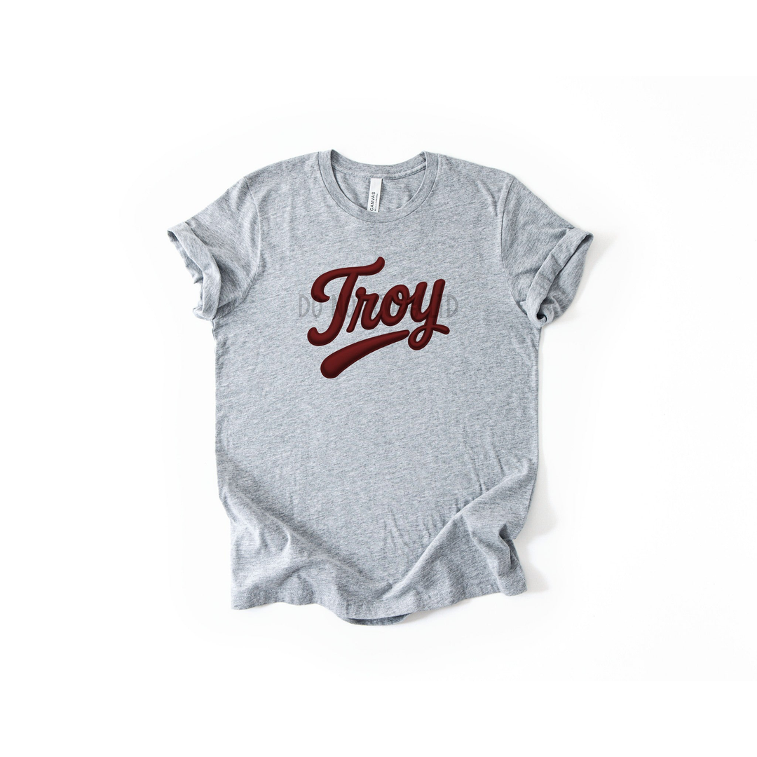 Troy Faux Puff Maroon – DTF Transfer