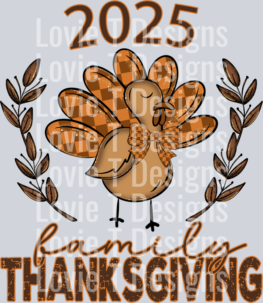 TURKEY FAMILY THANKSGIVING BOW 2025